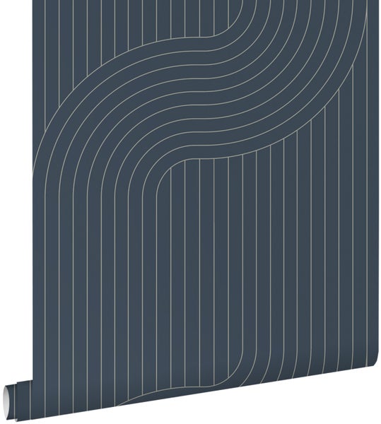 ESTAhome Tapete grafische Linien Dunkelblau - 50 x 900 cm - 139923