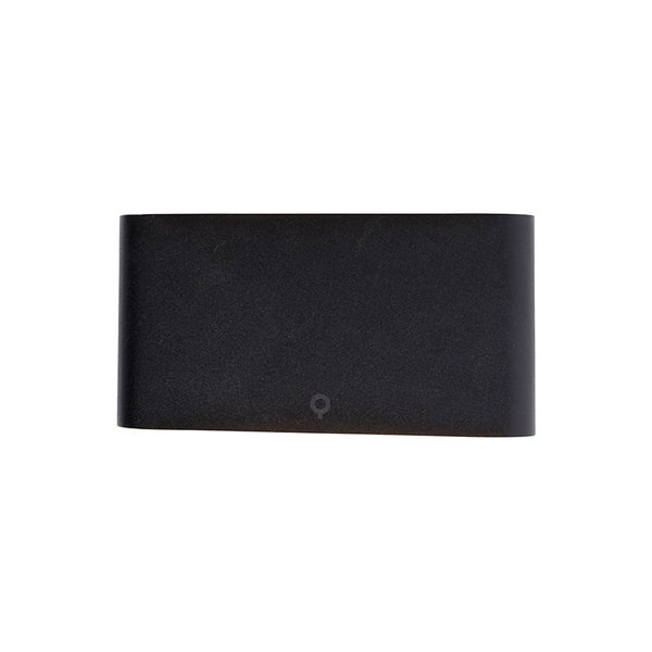 Moderne rechteckige Wandleuchte in Schwarz mit matter Oberfläche und abgerundeten Kanten.