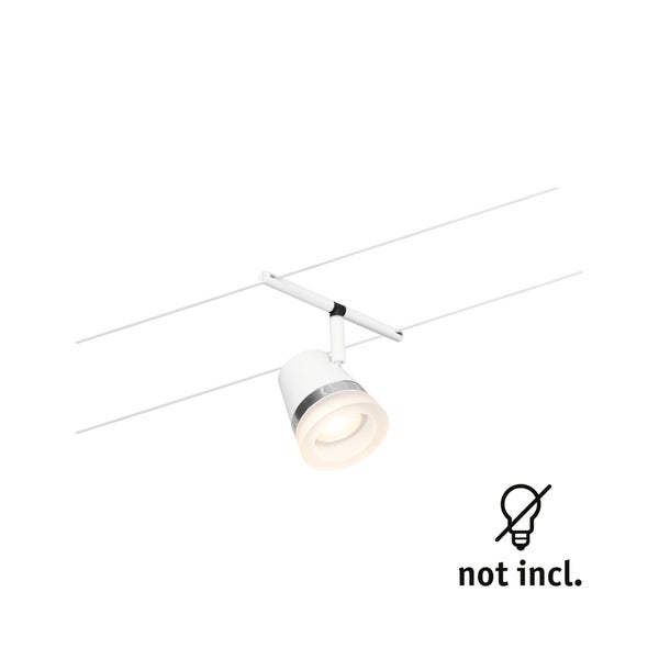 Strahler für Seilsystem, Maße 145 Millimeter Höhe, 94 Millimeter Breite, 84 Millimeter Tiefe, Durchmesser 84 Millimeter, 5 Jahre Garantie.