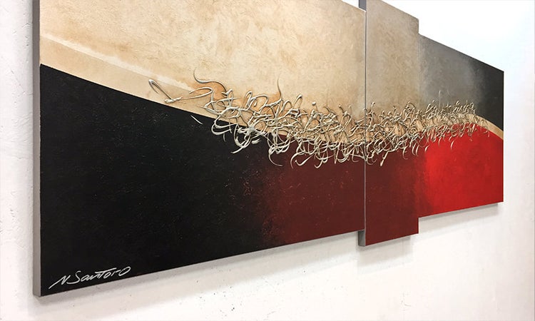 Das moderne Wandbild -Silver Growth- 190x70x2 cm handgemaltes Unikat