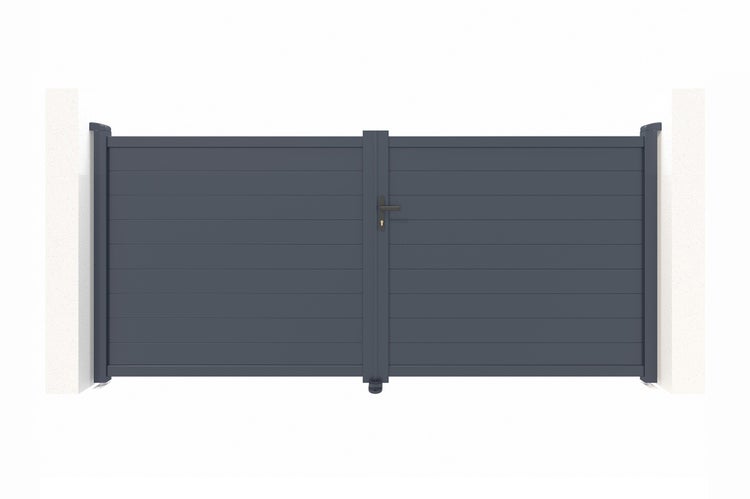 Doppelflügeltor aus Aluminium 3,5m EIGER 350B160 Grau