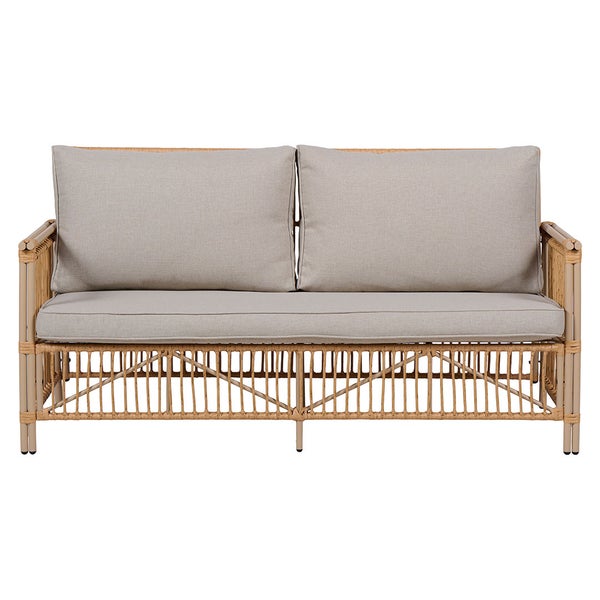 Zweisitzer-Gartensofa aus Rattan mit Kissen