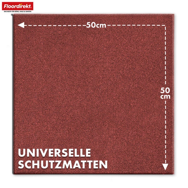 Quadratische, rote Schutzmatte, 50 mal 50 Zentimeter