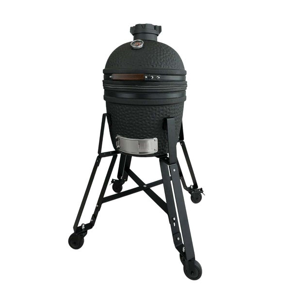 Keramik Kamado Grill mit Deckel, Thermometer und rollbarem Metallgestell