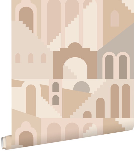 ESTAhome Tapete Mediterrane Häuser Beige - 50 x 900 cm - 139626