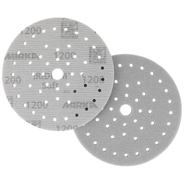 Mirka Iridium Soft Schleifscheiben Ø 150 mm / Korn P1200 / Klett Multifit / 20 Stück / schaumbasiertes Schleifmittel für präzises Trockenschleifen, Klarlackschliff, Finish