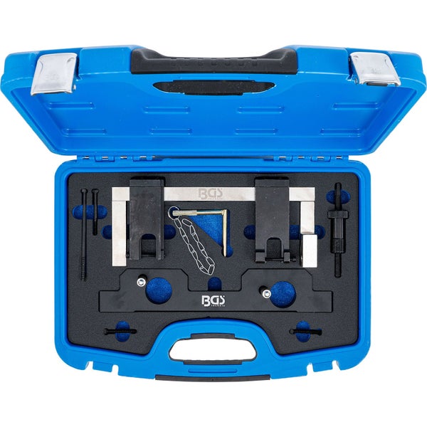 Werkzeugsatz zur Motorinstandsetzung im blauen Koffer