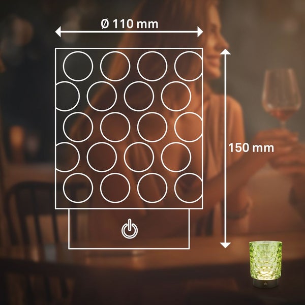 LED Tischleuchte kabellos IP44 Tischlampe Akku Aussen/Innen Dimmbar Touch