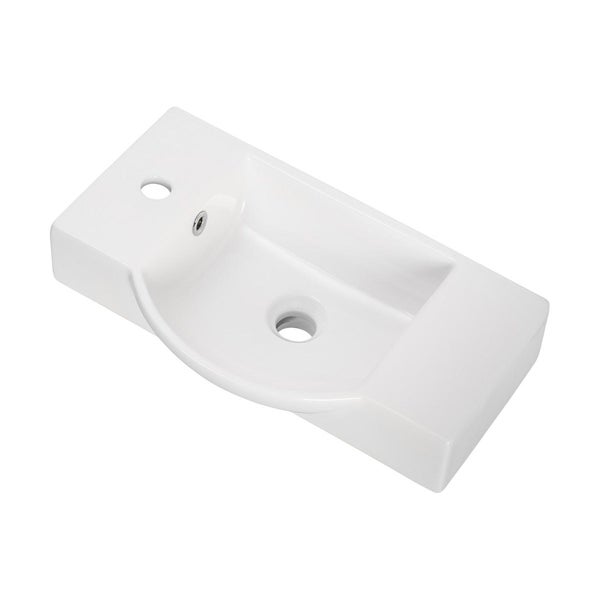 Fackelmann SCENO Gäste-WC Set 2 Teile – Waschtischunterschrank in Weiß mit Waschbecken aus Keramik – SBC Waschbeckenunterschrank schmal – 2 Türen – Hahnloch links – 55 cm breit