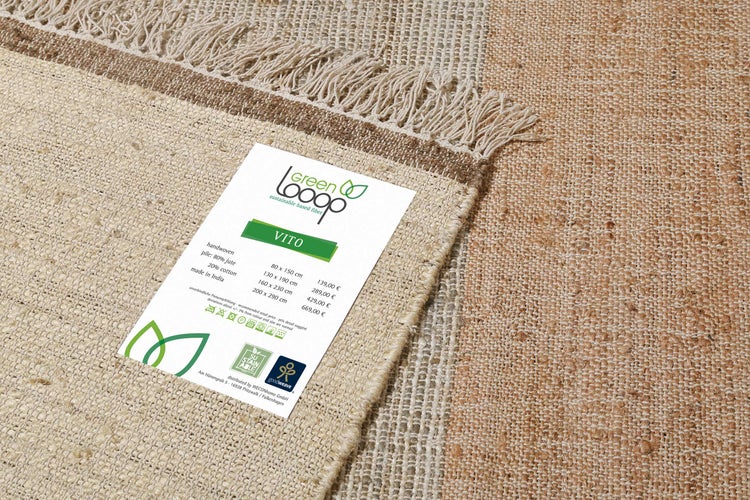 Handwebteppich Beige Braun aus Naturfaser Vito Green Looop 200x290 cm