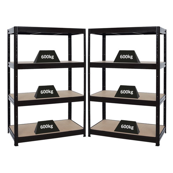 PROREGAL Mega Deal 2er-Sparset Profi-Schwerlastregal DINO HxBxT 180x120x60cm Fachlast 600kg Schwarz