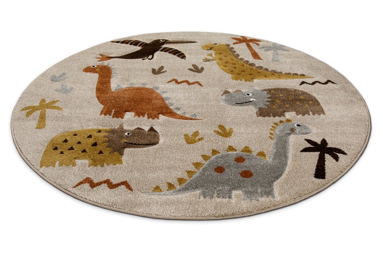 Kinderteppich Sand Beige meliert T-Rex & Friends Smart Kids 160 cm rund