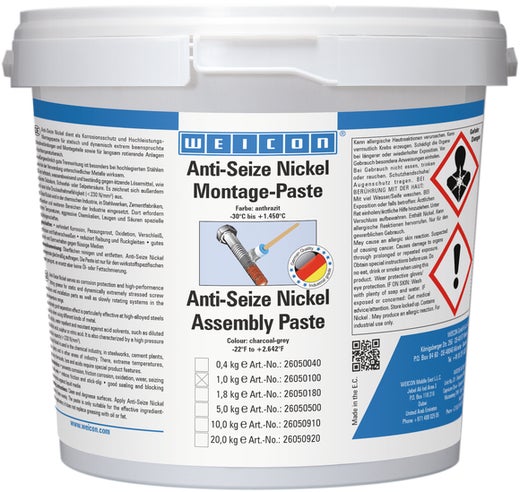 WEICON Anti-Seize Nickel Montagepaste | Schmier- und Trennmittelpaste hochtemperaturbeständig | 1,8 kg | anthrazit