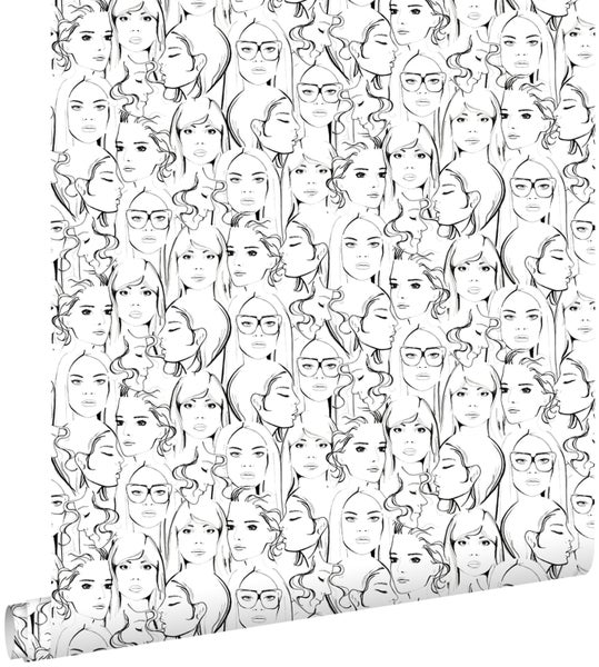 Tapetenrolle mit Frauengesichtern