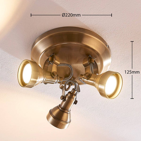 Lindby Deckenlampe Perseas (Retro, Vintage Antik) in Bronze aus Metall (3 flammig GU10) - Deckenleuchte Lampe Wohnzimmerleuchte