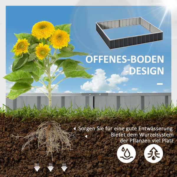 Outsunny Hochbeet, 258L x 90B x 30H cm, Stahl, grau