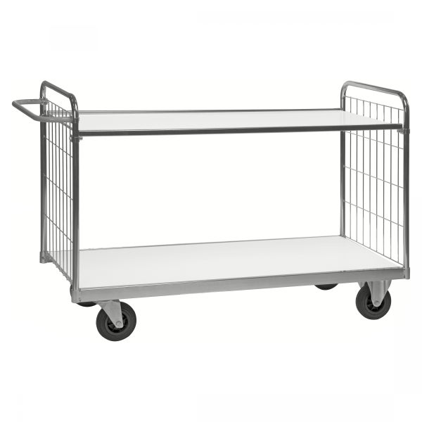 Etagenwagen mit zwei Ablageflächen und Rollen