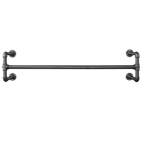 Goliving Kleiderstange - Garderobenstange - Wandkleiderstangen - Platzsparend - Stark - Industrielle Kleiderstange - 112 cm - 1 Stück - Schwarz