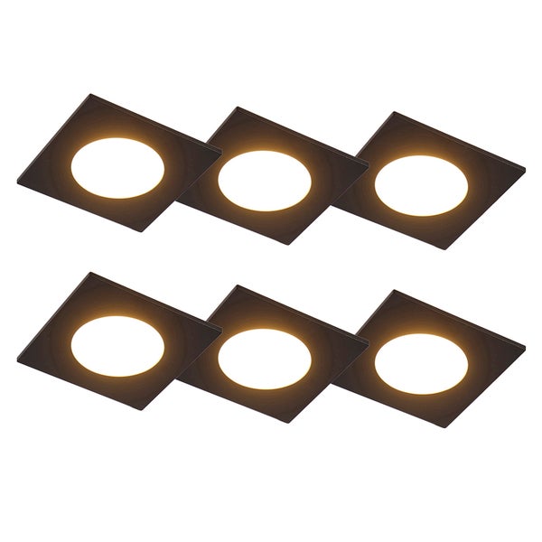 6er Set Einbaustrahler schwarz inkl. LED 3-Stufen dimmbar IP65 - Simply