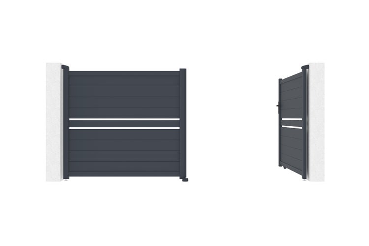 Flügeltor 3,5 m CIMONE H.160 graues Aluminium