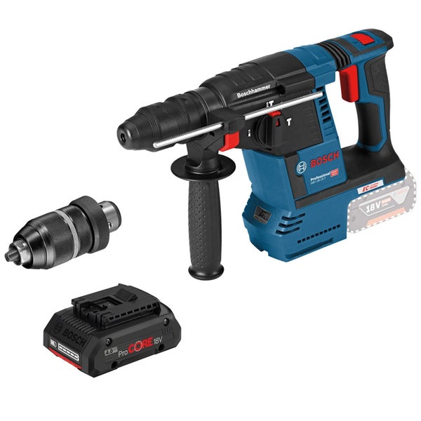 Bosch Akku Bohrhammer mit Bohrfutter und 18 Volt Akku