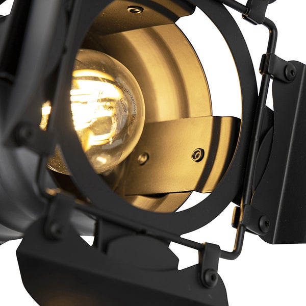 Schwarze Scheinwerferlampe mit Leuchtmittel