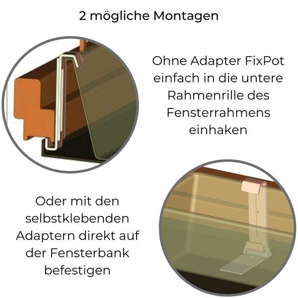 FixPot Halterung Blumenkasten Fensterbank unsichtbare Befestigung ohne Bohren anthrazit