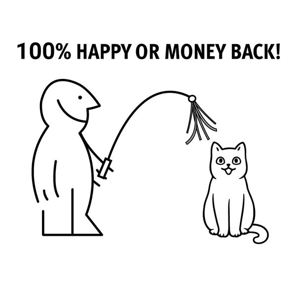 Premium Katzenangel mit lustigen Bändern. Lange Spielangel mit stabilem Draht und Holzgriff. Von Hand und mit Liebe in Deutschland gefertigt