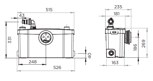 Badezimmer mit Toilette und Toilette mit Hebeanlage