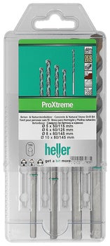 Heller ProXtreme Beton- und Natursteinbohrer-Set in einer transparenten Kunststoffverpackung.