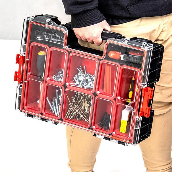 PROREGAL QBRICK Sortimentskasten Pro HxBxT 36 x 45 x 11 cm 9 Liter Mit Deckgriff Mit Klemmverschlüsse Schwarz