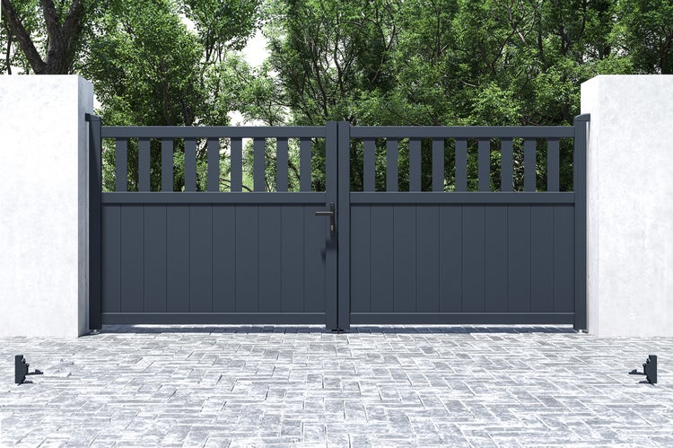 Flügeltor 3,4 m SANTIS H.140 graues Aluminium
