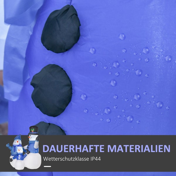 HOMCOM Selbstaufblasbare Dekoration, LED, mit Gebläse, L100 x B55 x H120 cm, Polyester, Blau