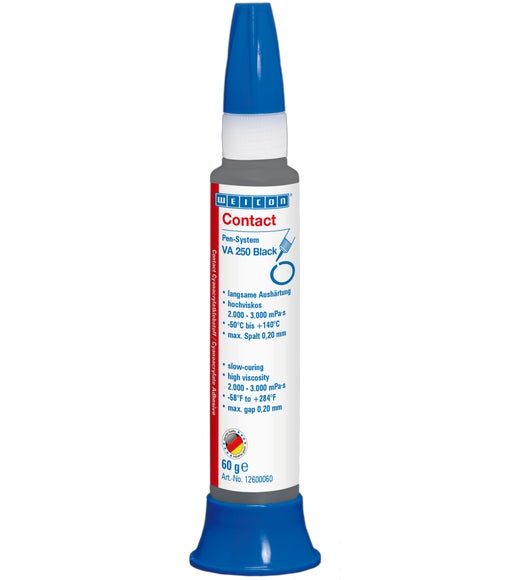 WEICON VA 250 Black Cyanacrylat-Klebstoff|hochviskoser Sekundenkleber, gummigefüllt|60 g