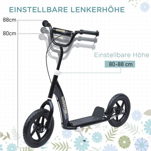 HOMCOM Kinderroller, L120 x B52 x H80-88 cm, Stahl, PVA, EVA, Schwarz