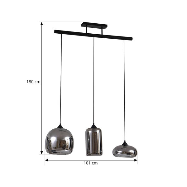 Lindby Pendelleuchte Arloris (Retro, Vintage Antik) in Alu aus Glas (3 flammig E27) - Hängelampe Esstischlampe Hängeleuchte Wohnzimmerleuchte