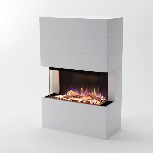 Glow Fire Elektrokamin 'Portia 3seitig  '| LED Standkamin in weiß mit Heizung (1500 W) | HxBxT: 140x100x45 cmcm