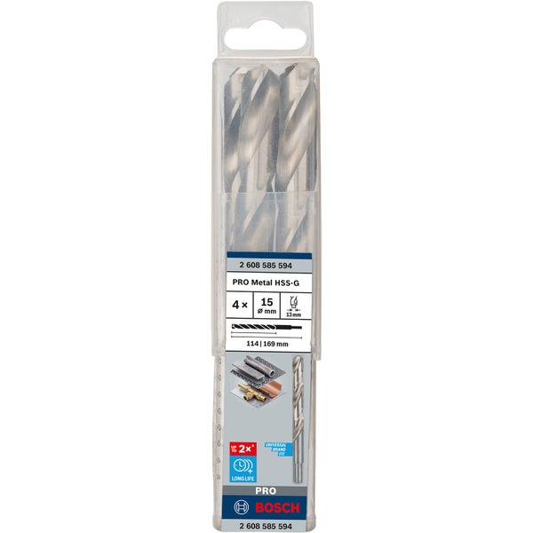 Bosch PRO Metal HSS-G Spiralbohrer 15 x 114 x 169 mm - 2608585594