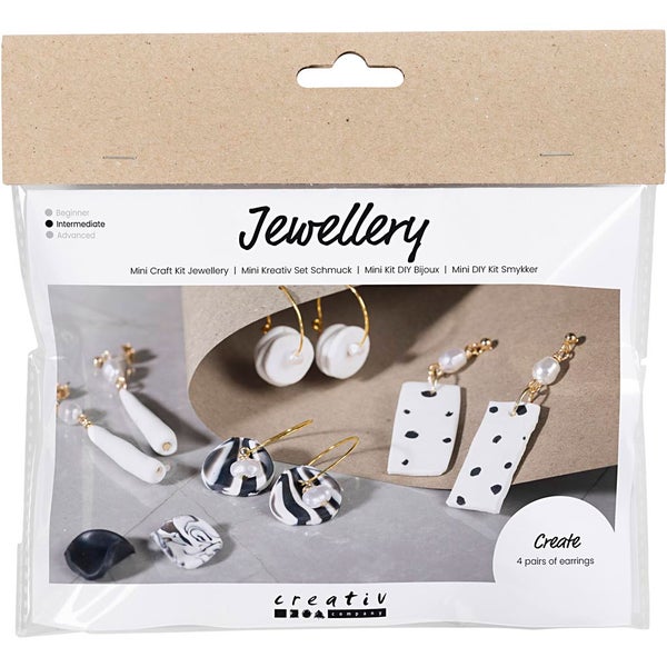 Creativ Company  Mini Kreativ Set Schmuck, Ohrringe, Schwarz, Weiß