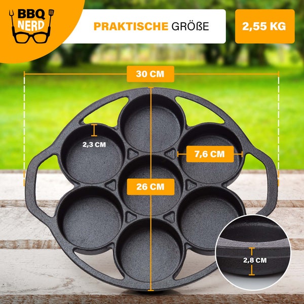 BBQ Nerd 6er Muffinbackform aus Gusseisen | Cupcake Pan für Grill, Ofen & Dutch Oven | Antihaft Muffinförmchen - Gusseiserne Muffinform mit Henkel