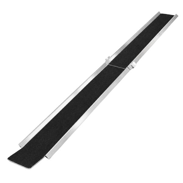 Faltbare Hunderampe aus Aluminium mit schwarzer Antirutschbeschichtung.