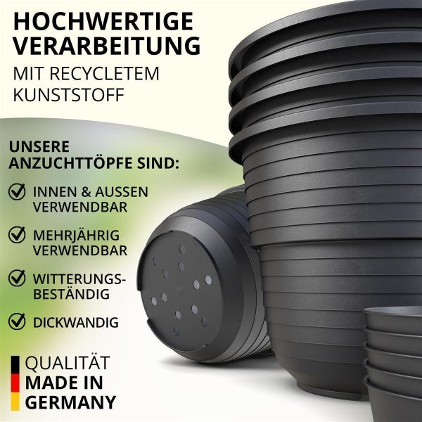 Anzuchttöpfe 12 cm Durchmesser 30 Stück mit Untersetzer, Aussattöpfe, Saattöpfe