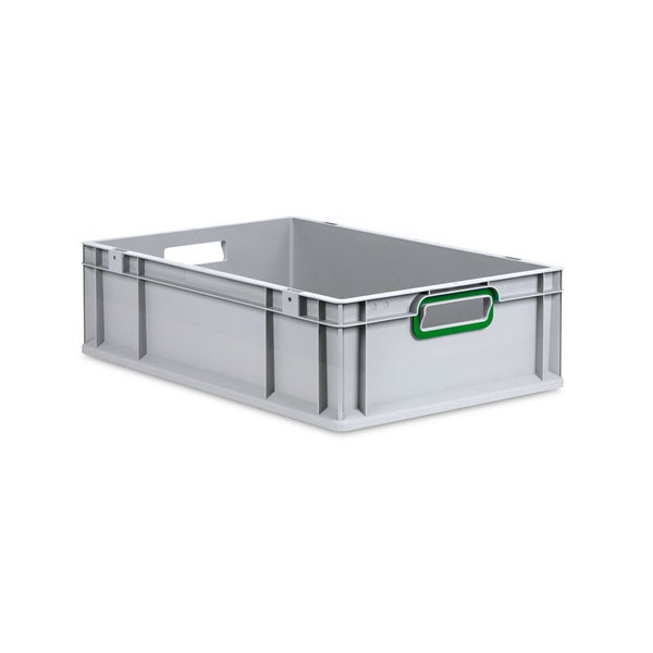 PROREGAL Eurobox Nextgen Color HxBxT 17 x 40 x 60 cm 34 Liter Griffe Grün Offen Glatter Boden Eurobehälter Transportbox