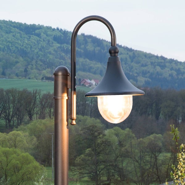 Lindby Mastleuchte außen Daphne (spritzwassergeschützt (Modern) in Schwarz aus Aluminium (1 flammig, E27) - Kandelaber Außenleuchte