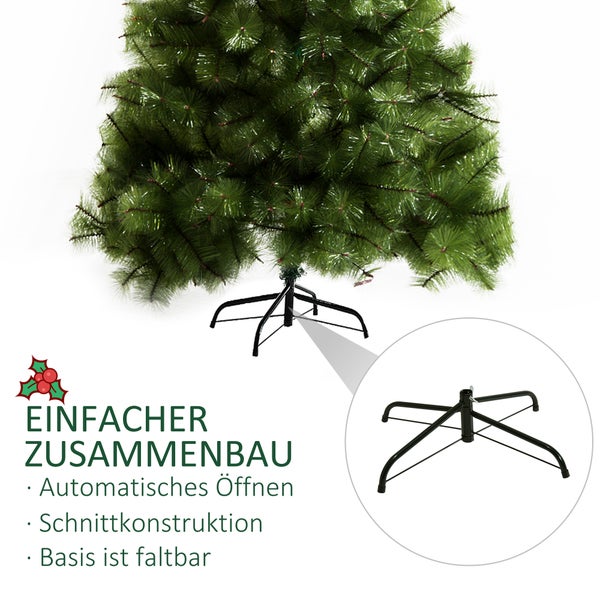 HOMCOM Künstlicher Weihnachtsbaum, Ø90 x 210 cm, Metall, Grün