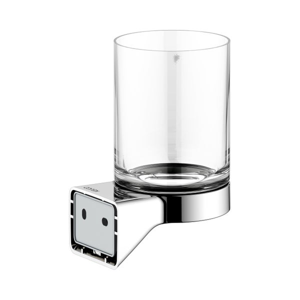 KEUCO Rose Glashalter mit Echtkristall-Glas, zum Kleben/Schrauben, chrom