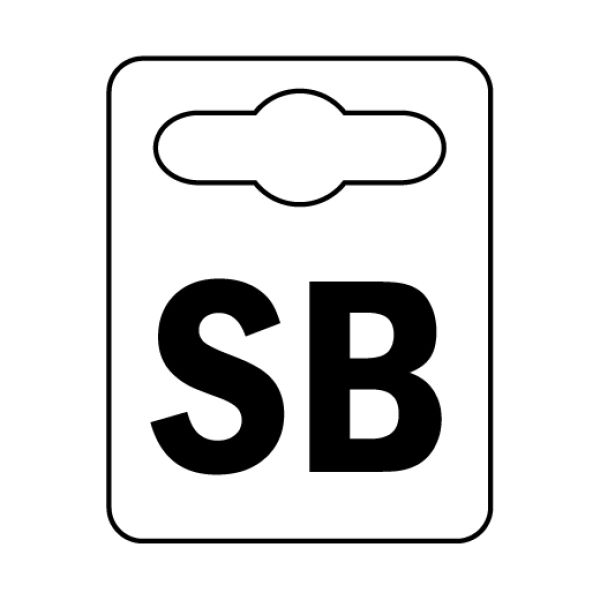 Symbol für SB Verpackung beziehungsweise Selbstbedienungsverpackung für den Verkauf am Regal