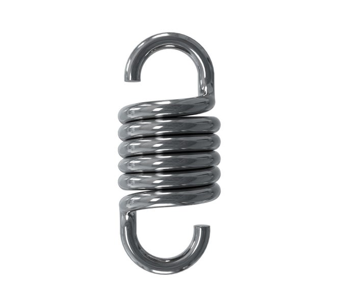 Eine metallene Zugfeder mit Hakenenden