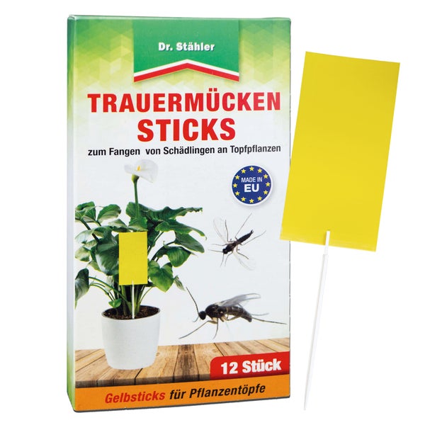 Trauermücken-Sticks – Klebefallen zur Bekämpfung von Trauermücken, Weißen Fliegen & Blattläusen – Für Topf- & Balkonpflanzen – Ohne Insektizide
