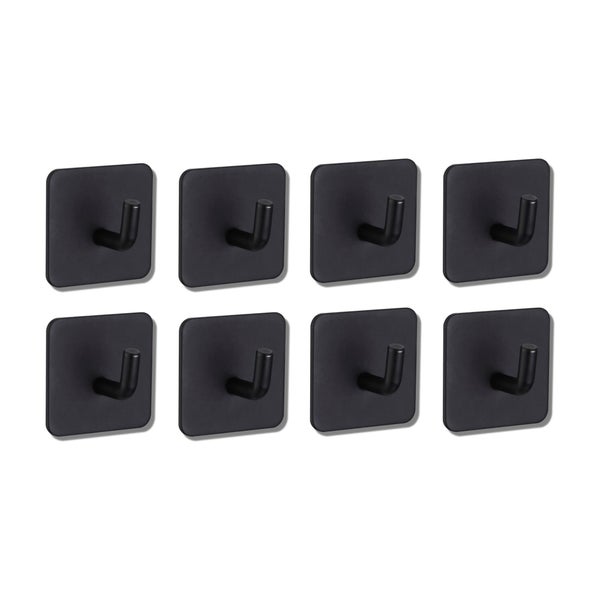 Set aus acht quadratischen selbstklebenden Wandhaken aus Metall zur einfachen Befestigung ohne Bohren